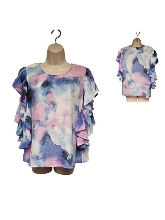 Zac & Rachel Tops - Zac & Rachel Tie Dye Round Neck Short Sleeve Blue/Pink Size Medium